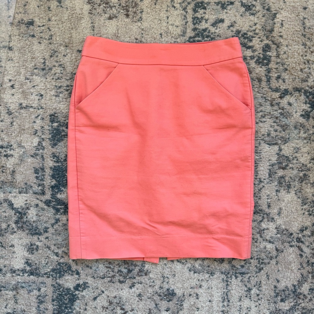 J. Crew Coral Pink Pencil Skirt, Size 2